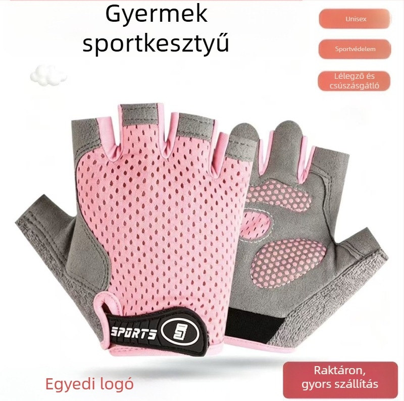 Gyerekeknek készült félujjú kesztyű, vékony kivitelben, balanckerékpárhoz, görkorcsolyázáshoz és mászáshoz - kopásálló kesztyűk
