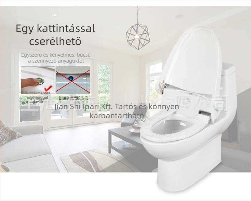 Eldobható, automatikusan melegedő intelligens WC-ülőke szenzoros papírcsere és egygombos párnacsere-készlet