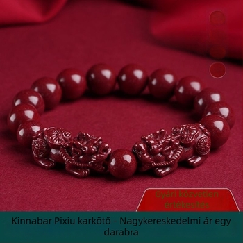 Uniszex cinnabar Pixiu karkötő, lila arany homok gyöngyök, buddhista gyöngyök, zodiákus év
