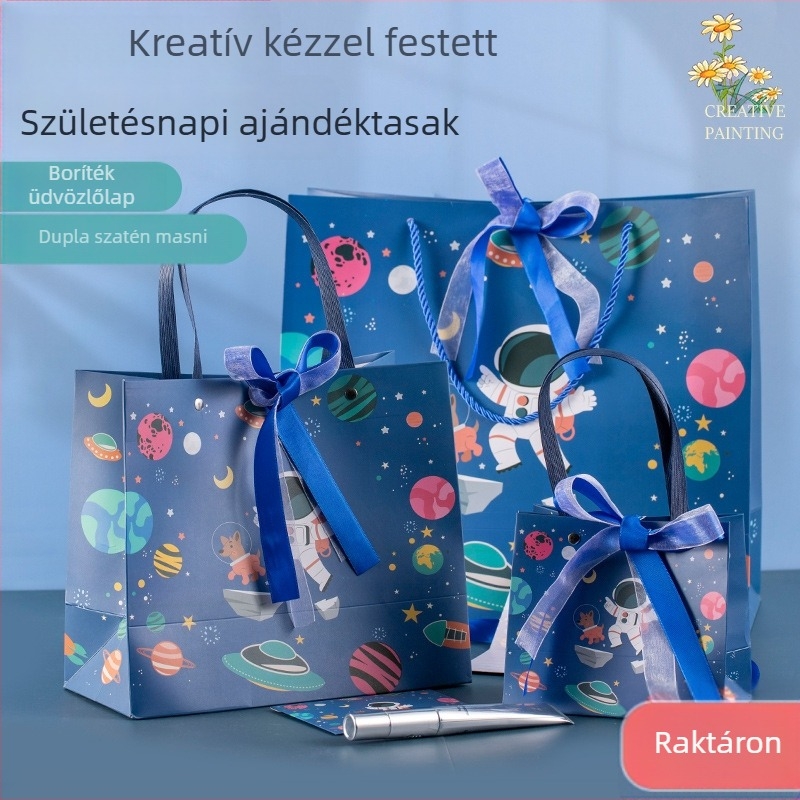 Űrűrhajós rajzfilm ajándéktáskák – papírzacskók óvodának és születésnapra