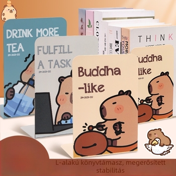 Karikatúra kapibara panda vastagított acél íróasztali könyvtartó