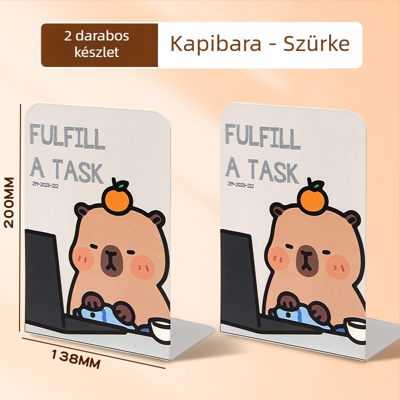 Karikatúra kapibara panda vastagított acél íróasztali könyvtartó