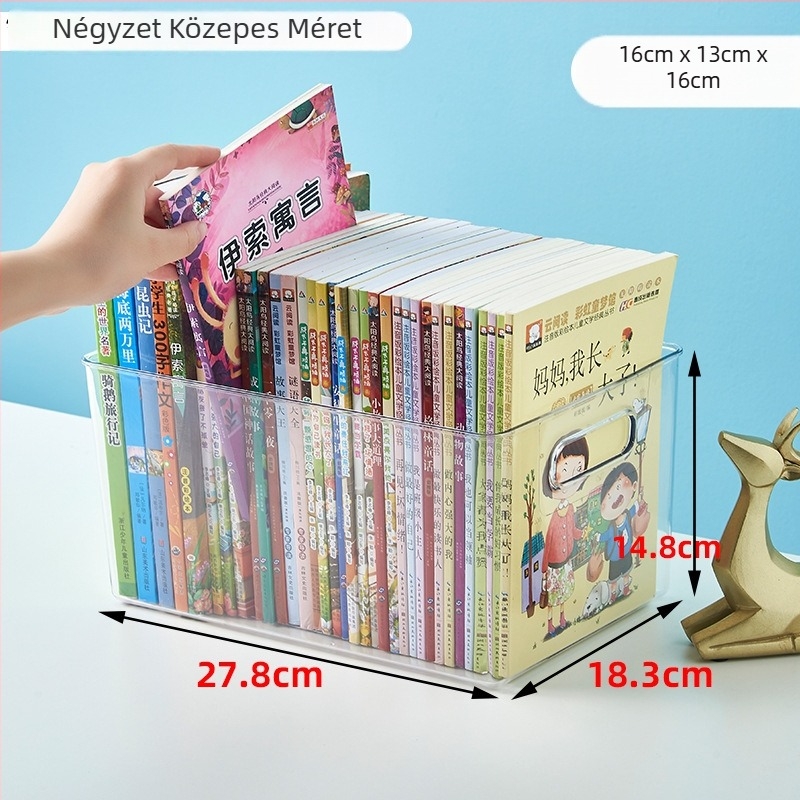 Átlátszó íróasztali könyvállvány nagy kapacitású tároló dobozzal