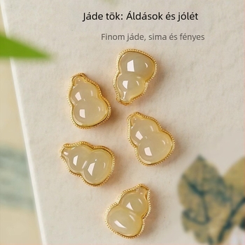 Természetes eperkvarc karkötő jadeval, tök alakú talizmánnal, csillagjegy évre tervezett, exkluzív luxus ékszer, ajándék a legjobb barátnőnek