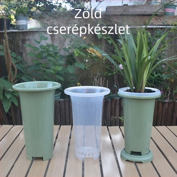 Zöld műanyag orchideaedények készlet, kifejezetten orchideákhoz, vastabb és magasabb kivitel