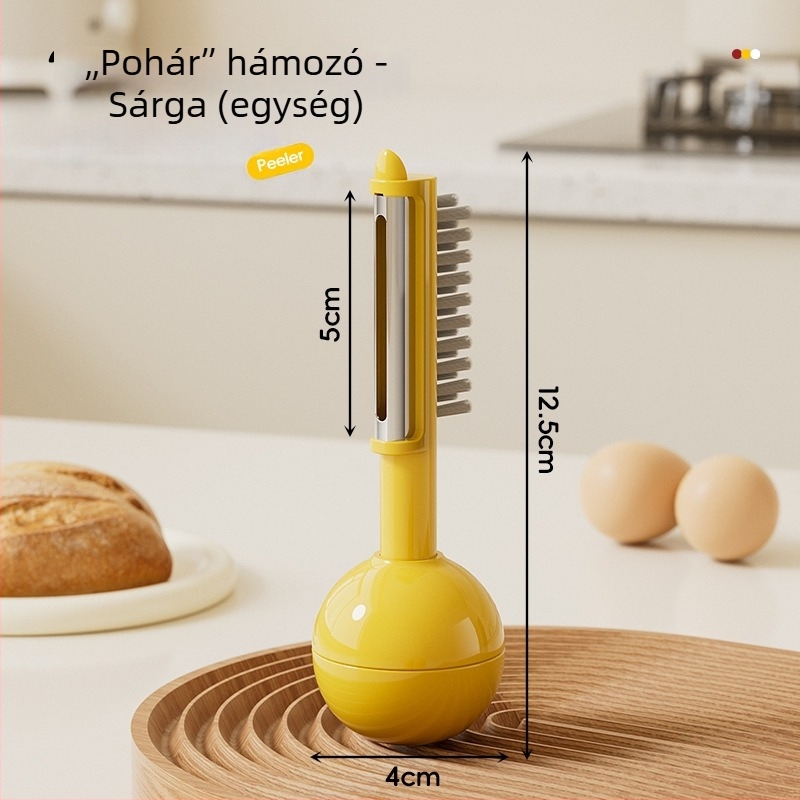 Szabadalmaztatott tumbler-stílusú háztartási hámozó, három‑in‑egy gyümölcs- és zöldséghámozó eszköz, vastagított penge, logó testreszabás lehetséges