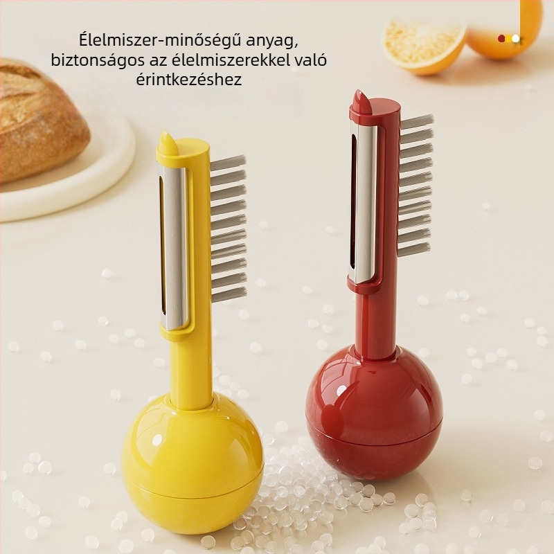 Szabadalmaztatott tumbler-stílusú háztartási hámozó, három‑in‑egy gyümölcs- és zöldséghámozó eszköz, vastagított penge, logó testreszabás lehetséges
