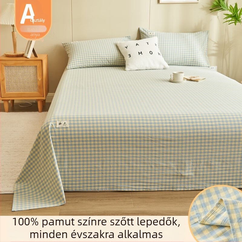 100% pamut, fonalas színű ágynemű 3 részes készlet, nyári használathoz, egy- és kétszemélyes ágyhoz, otthoni/kollegiumi használatra, mosott pamut