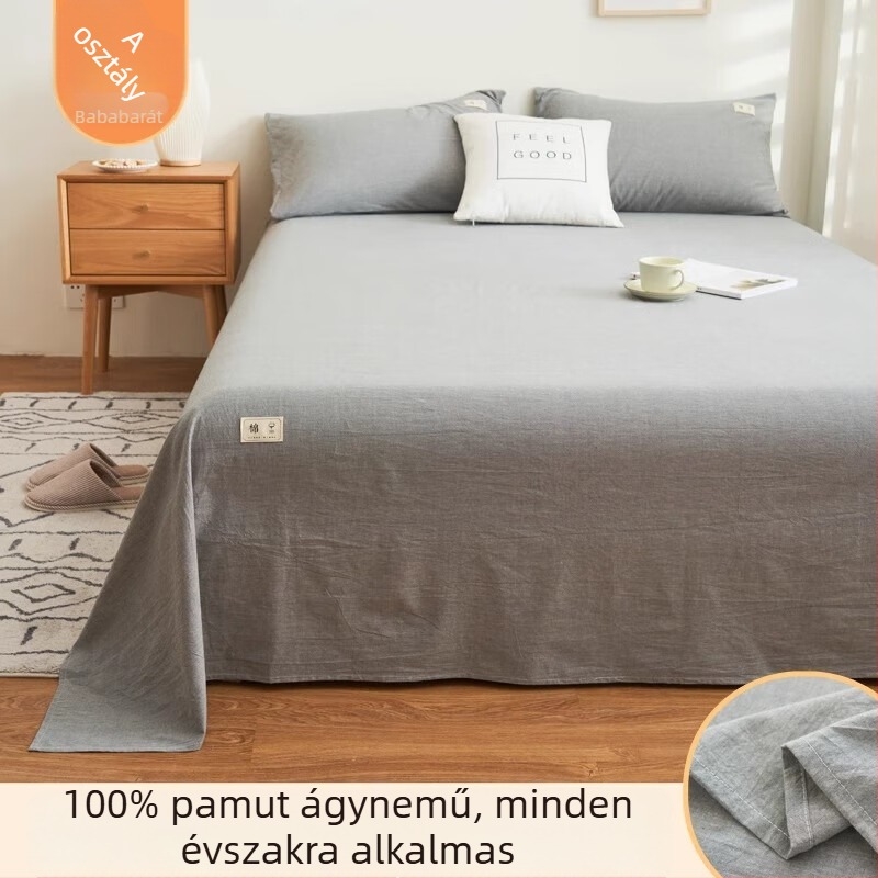 100% pamut, fonalas színű ágynemű 3 részes készlet, nyári használathoz, egy- és kétszemélyes ágyhoz, otthoni/kollegiumi használatra, mosott pamut