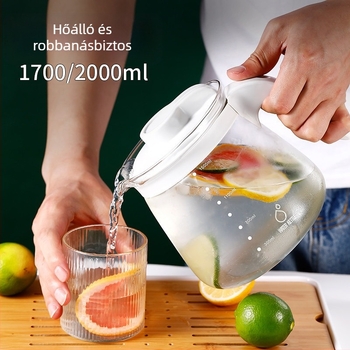 Kézzel fúvott üvegből készült karafkészlet gyümölcsléhez és jegesteához, nagy kapacitás, hőálló
