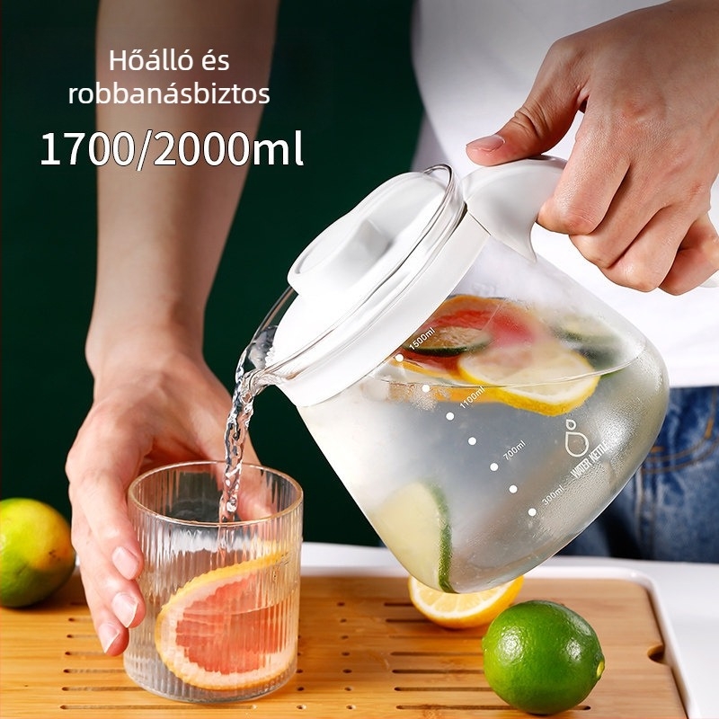 Kézzel fúvott üvegből készült karafkészlet gyümölcsléhez és jegesteához, nagy kapacitás, hőálló