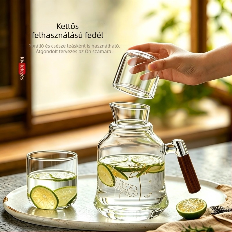 Nagy kapacitású, hőálló boroszilikát üvegből készült teáskanna, otthoni és éttermi használatra, gyümölcs-tea kanna