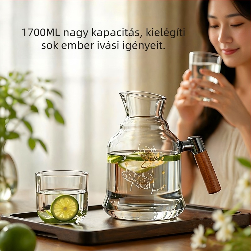 Nagy kapacitású, hőálló boroszilikát üvegből készült teáskanna, otthoni és éttermi használatra, gyümölcs-tea kanna