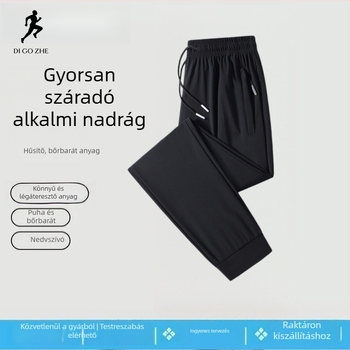 Férfi Ice Silk casual nadrág, laza fazon tavasz–nyár, vékony anyagú, gyorsan szárad, légáteresztő, egyenes szabás
