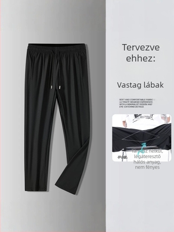 Férfi Ice Silk futó- és edzőnadrág, könnyű, lazán szabott, egyenes szabás, nyár