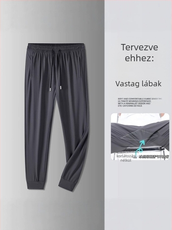 Férfi Ice Silk futó- és edzőnadrág, könnyű, lazán szabott, egyenes szabás, nyár