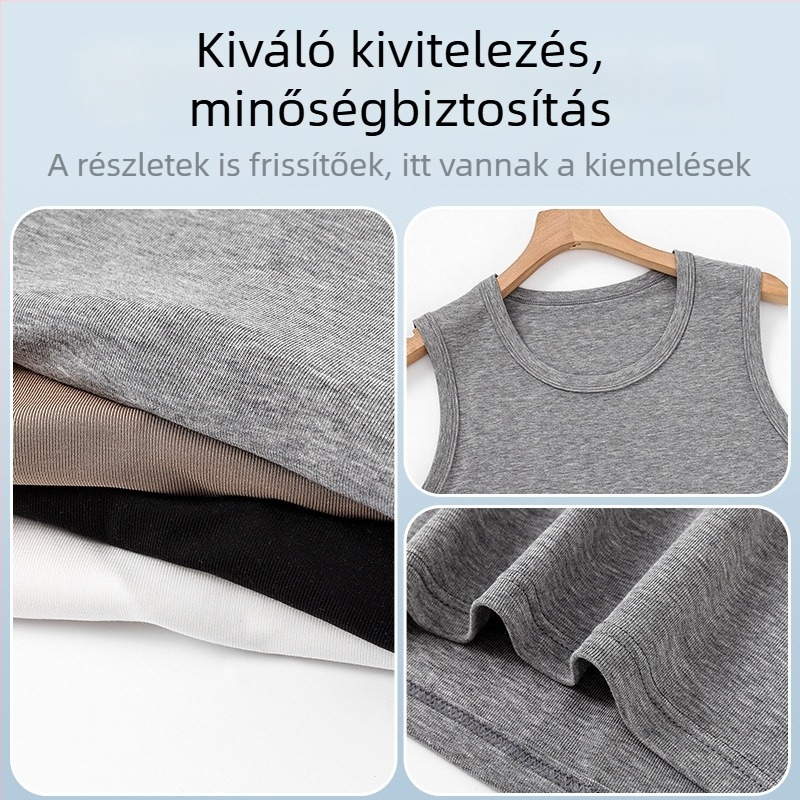 Férfi fehér Lyocell sportos ujjatlan felső, széles vállú