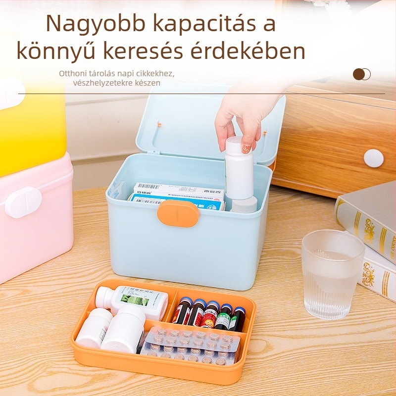 Családi használatú nagy kapacitású többszintes gyógyszeres doboz sürgősségi orvosi tároláshoz
