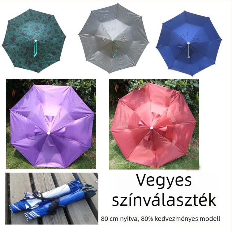 Fejre viselhető összecsukható napellenző esernyő kültéri munkához, logó nyomtatás reklam esernyő, horgász esernyő, 8 bordájú vasváz