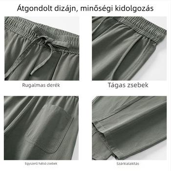 Amerikai stílusú, 100% pamut munkanadrág férfiaknak, nyár 2026, vékony, laza, egyenes szabású, széles lábú, casual
