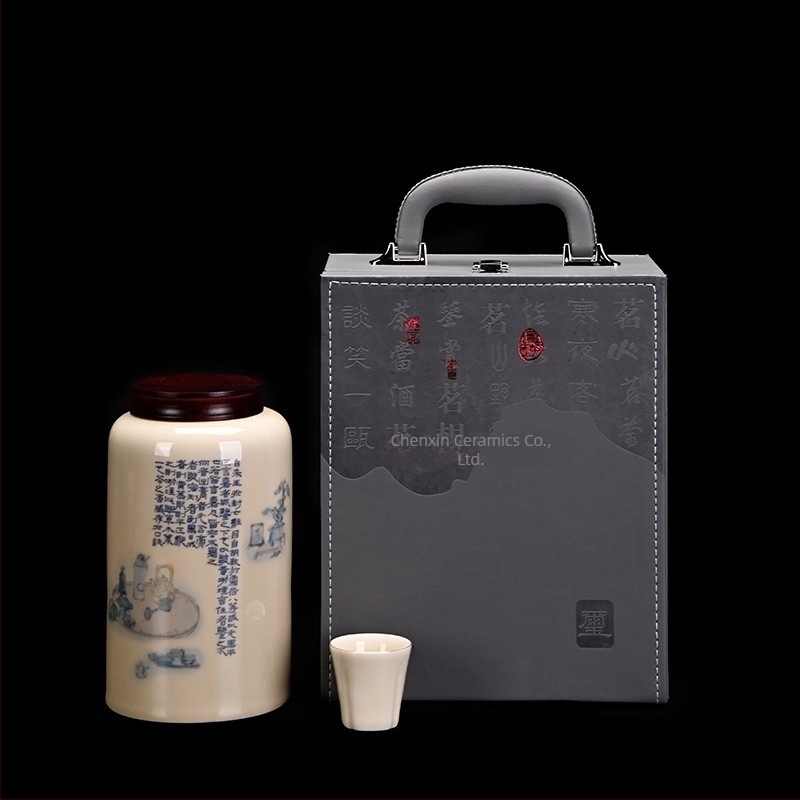 Porcelán teás kanna díszdobozban sárga tea illatával és zöld tea választékkal: Yu Lu, Longjing, Bi Luo Chun, Maojian, Tieguanyin