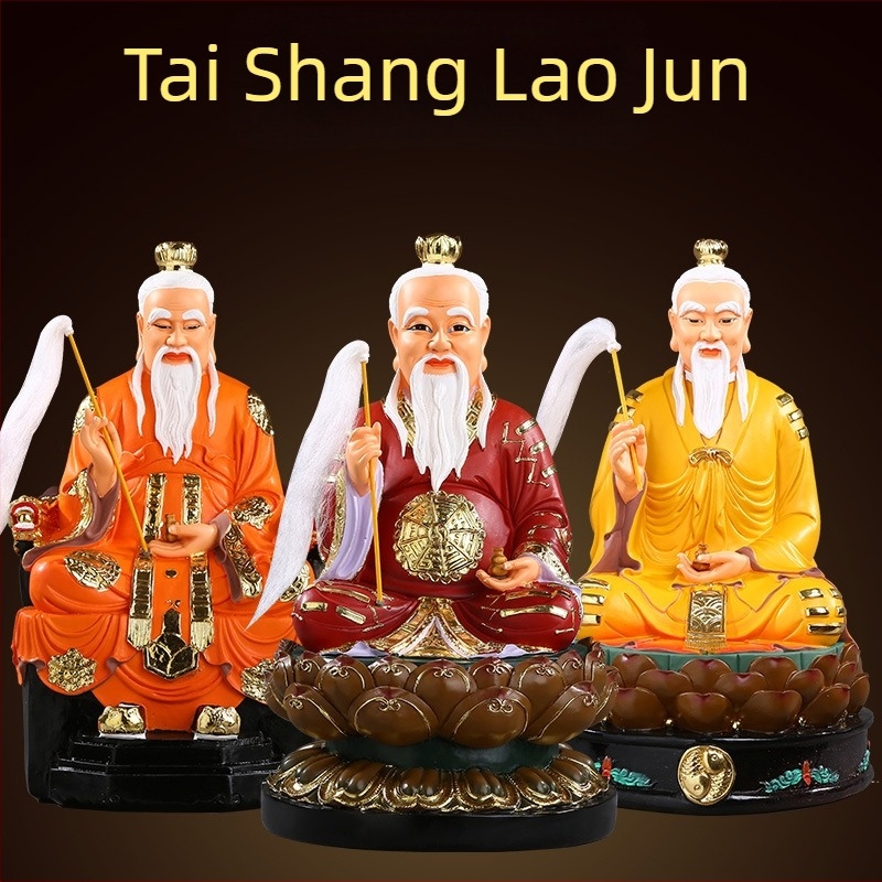 Taishang Laojun szobor – festett Moral Tianzun, otthoni díszfigura gyantából