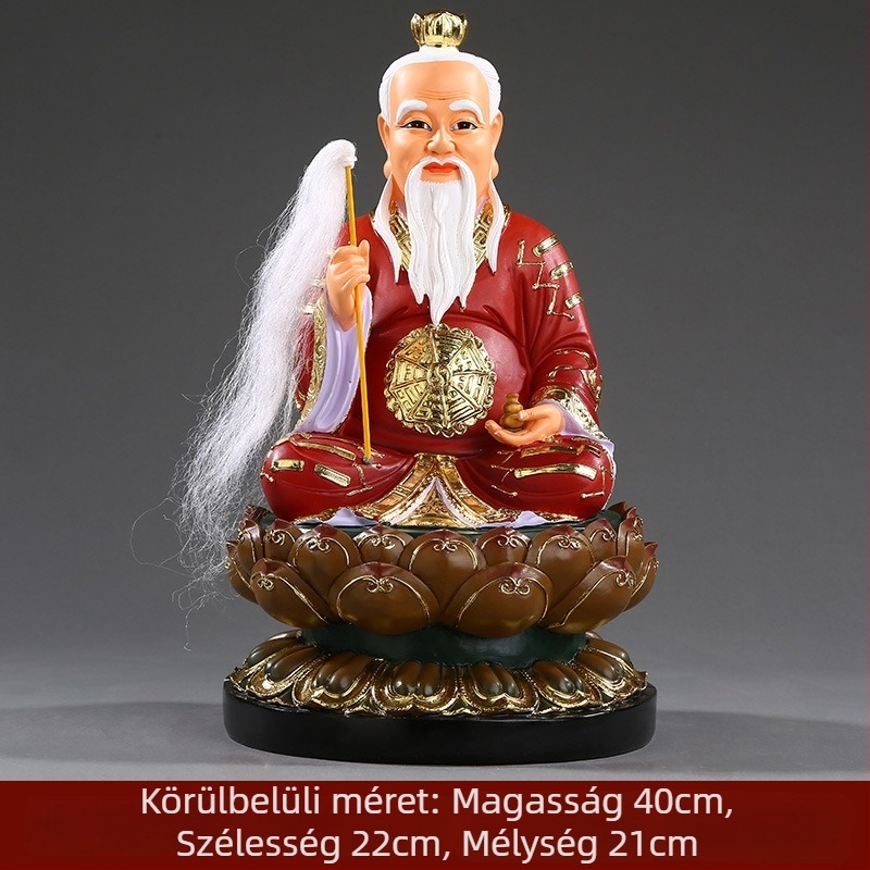 Taishang Laojun szobor – festett Moral Tianzun, otthoni díszfigura gyantából