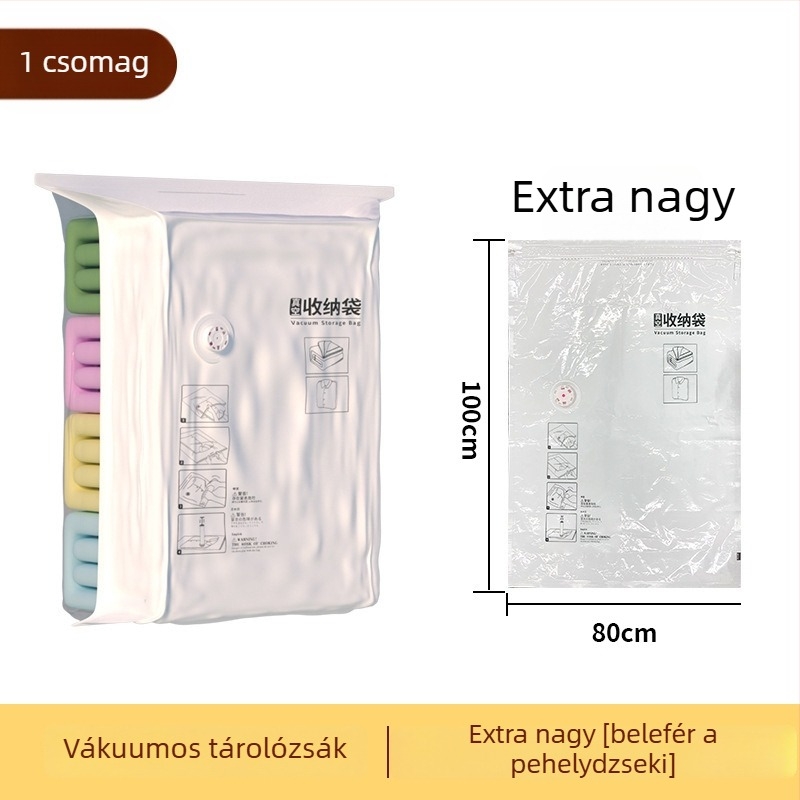 Vákuumos tömörítő zsák ruhákhoz és paplanokhoz, vastított kivitel, nagy kapacitás, nedvességálló otthoni használatra, elektromos pumpával