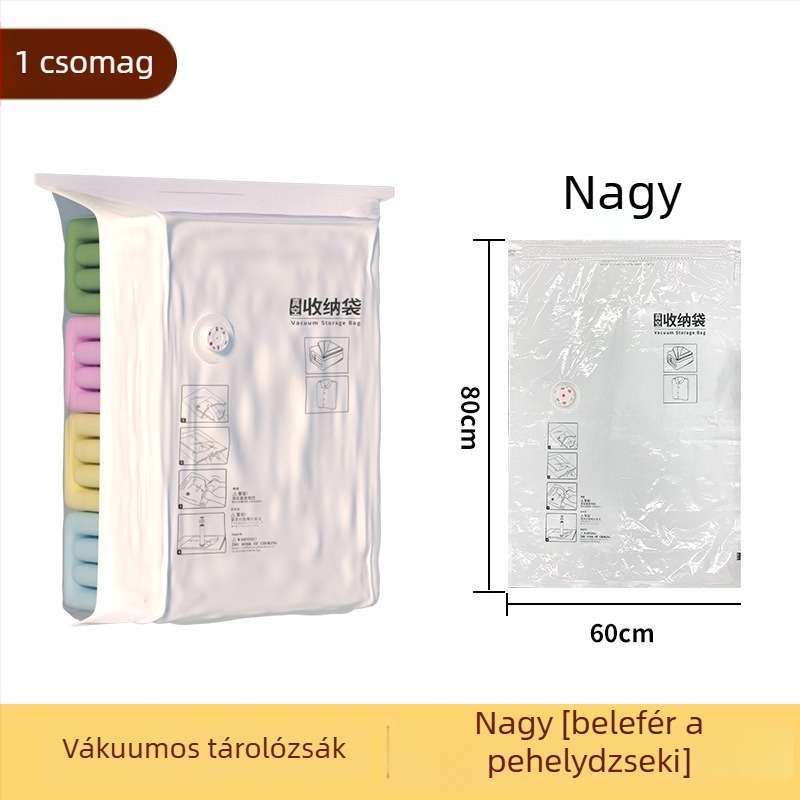 Vákuumos tömörítő zsák ruhákhoz és paplanokhoz, vastított kivitel, nagy kapacitás, nedvességálló otthoni használatra, elektromos pumpával