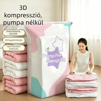 Pumpa nélküli 3D vákuum tároló tasak paplanok és ruhák számára, nagy kapacitás