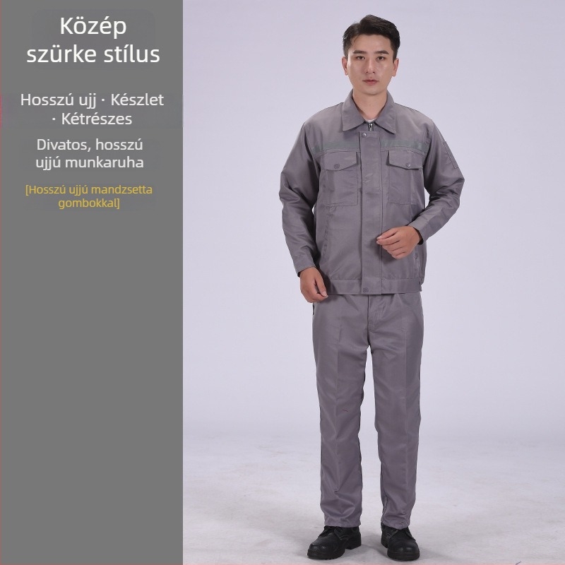 Férfi hosszú ujjú munkaruha készlet fényvisszaverő csíkkal, matróz mintás nyomtatással, karbantartási és javítási ruházat, tavasz–ősz.
