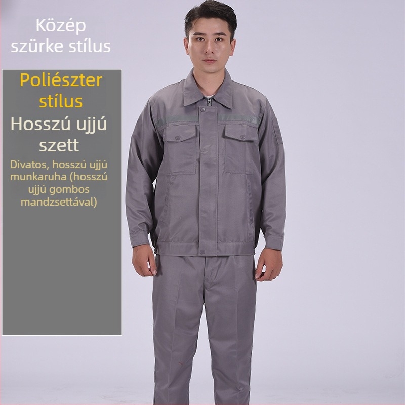 Férfi hosszú ujjú munkaruha készlet fényvisszaverő csíkkal, matróz mintás nyomtatással, karbantartási és javítási ruházat, tavasz–ősz.