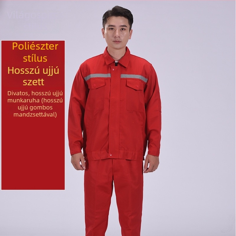 Férfi hosszú ujjú munkaruha készlet fényvisszaverő csíkkal, matróz mintás nyomtatással, karbantartási és javítási ruházat, tavasz–ősz.