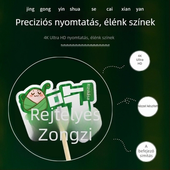 Dekoratív bambusz nyársak a Sárkányhajó Fesztiválra – DIY készlet aranyos karikatúra matricákkal, kis zászlókkal és gyümölcsnyársakkal