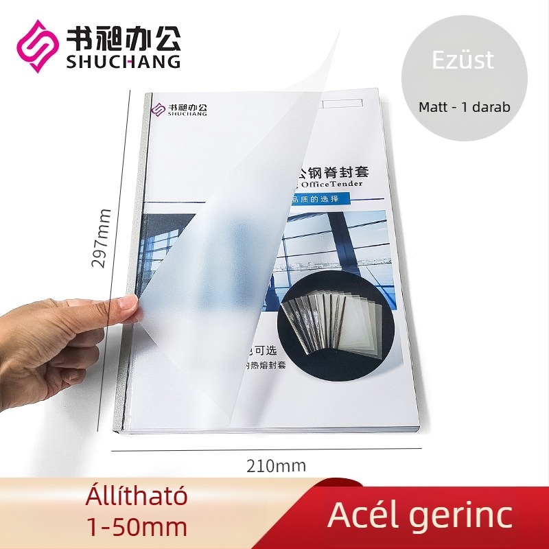 A4-es átlátszó matt műanyag dokumentumfedél, 1–50 mm-es gerinccel
