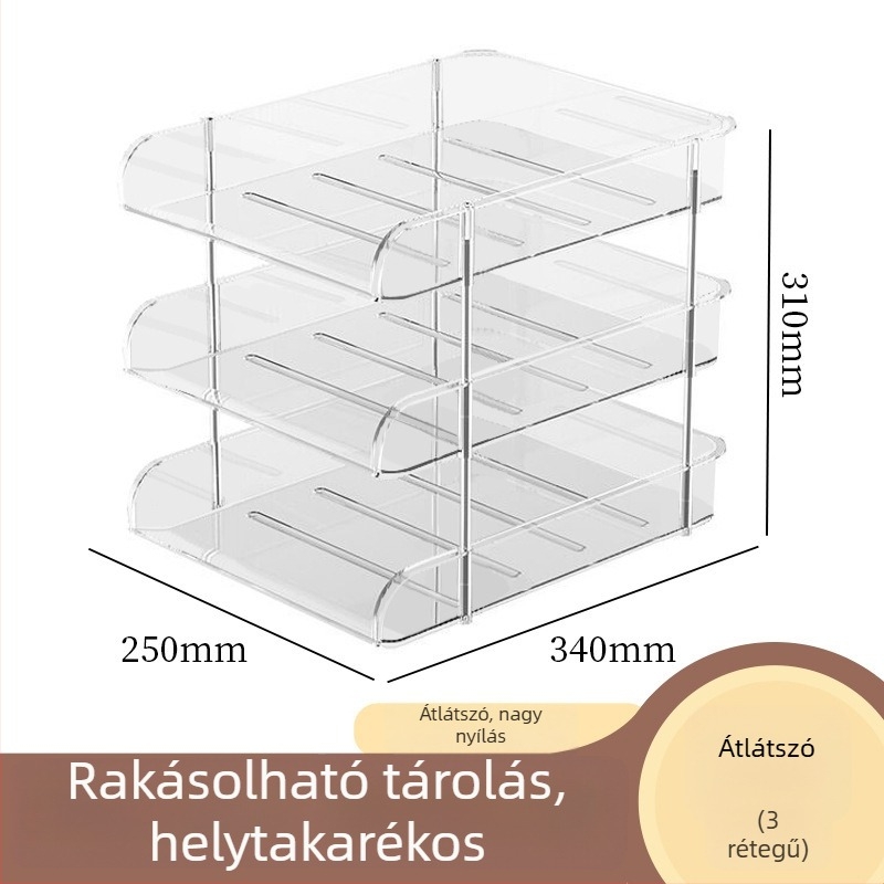 Háromszintes asztali irattartó és könyvespolc irodai rendezéshez