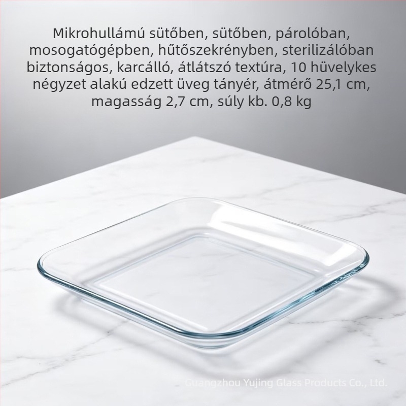 Jingyu hőálló edzett üveg kerek tál, átlátszó, mikróhoz való