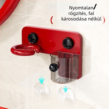 Falihoz szerelhető hajszárító tartó – fürdőszobai tárolópolc, modern minimalist stílus