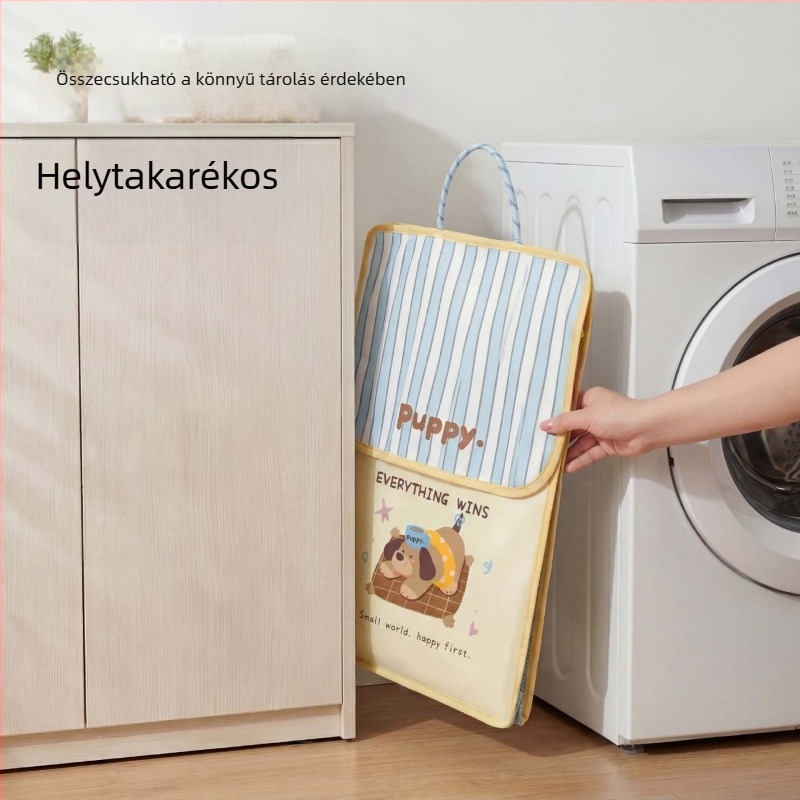 Falihoz rögzíthető, összecsukható textil szennyeskosár