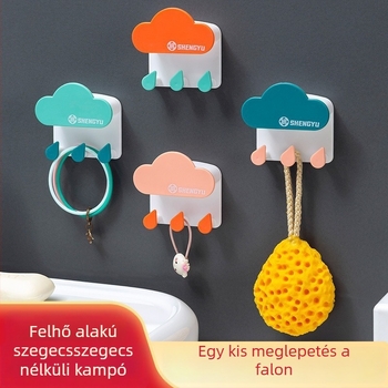 Ragasztós falikampó, fúrás nélkül, konyha és fürdőszoba falára, aranyos felhő alakú