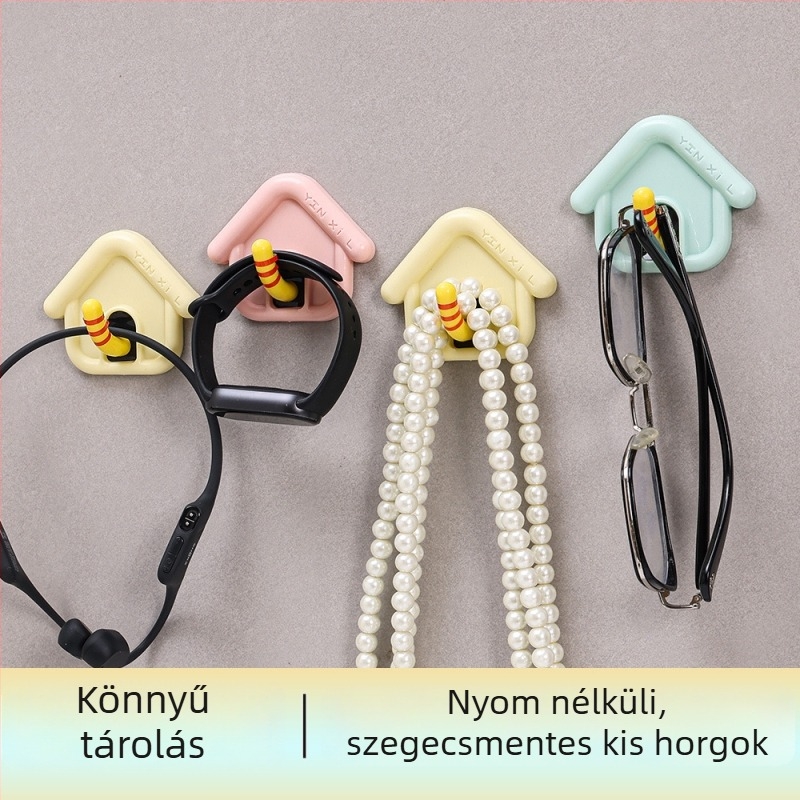 Dopamin színű tapadó kampók, fúrás nélkül, nyom nélkül, erős falikampók, kreatív kis ház alakú