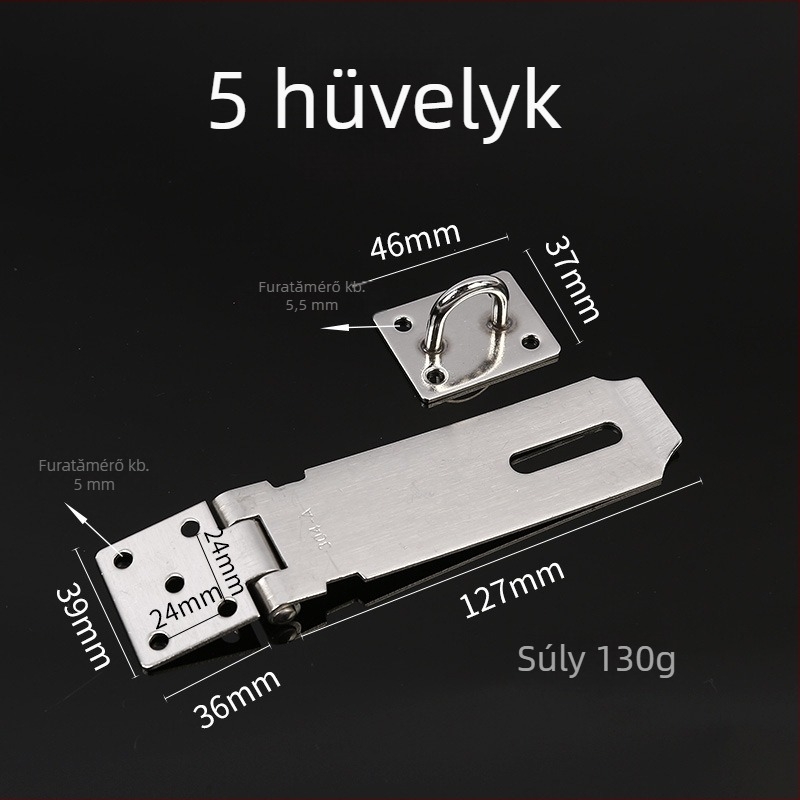 Rozsdamentes acél ajtóhasp, vastag zárócsap, kulcszárral, ajtók és ablakok, háztartási használatra