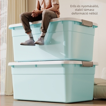 Műanyag tároló doboz kerekekkel, extra nagy méret, paplanokhoz, ruhákhoz és játékokhoz