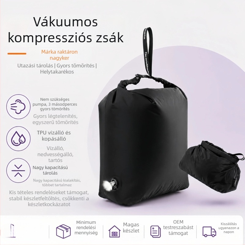 Vákuum tömörítő tároló tasakok utazáshoz, kézi nyomású, vízálló nejlon