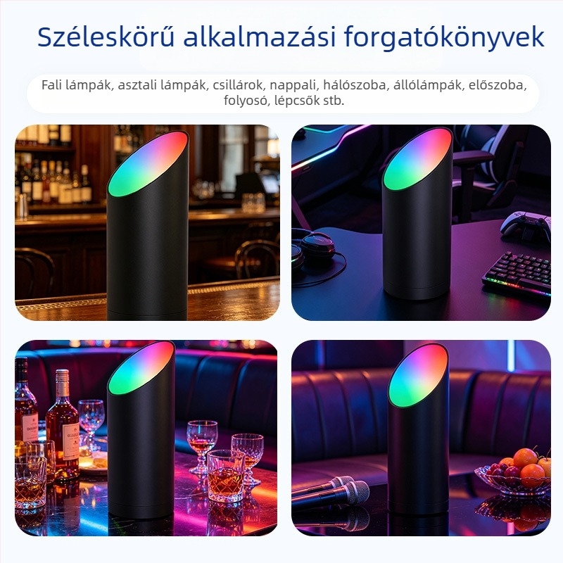 RGB LED sarklámpa környezeti világítással, távirányító, időzítő, dimmelhető, ferde fókusz, lábkapcsolós állólámpa