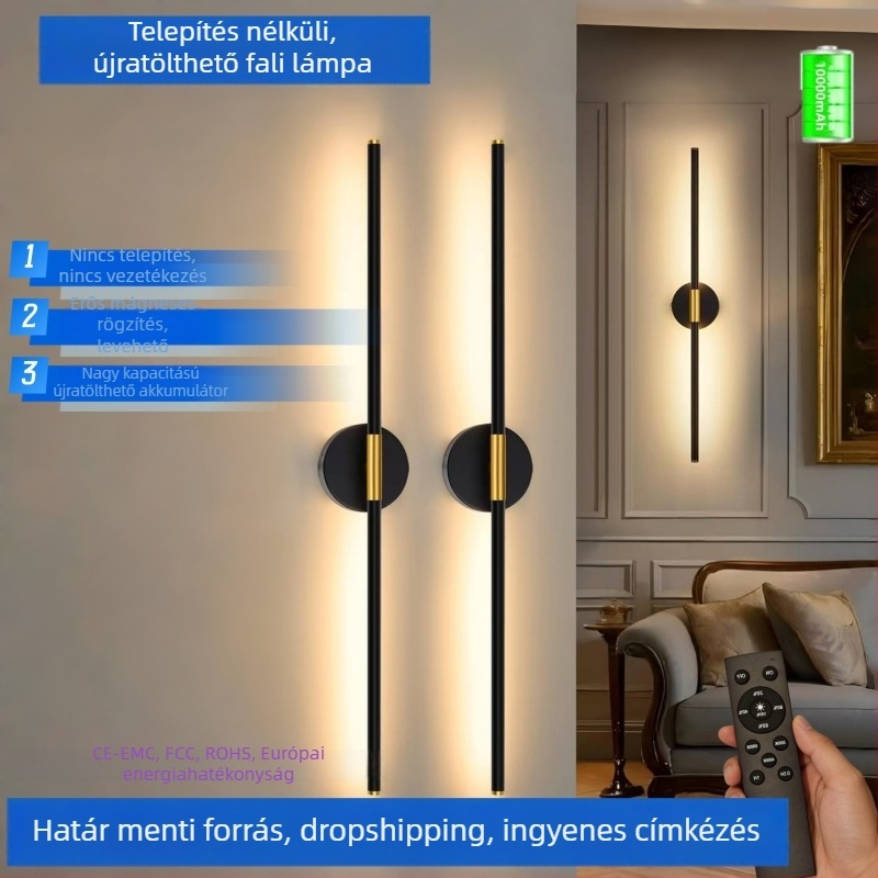 Újratölthető fürdőszobai tükör előtti fény érintőkapcsolóval, mágneses LED fali lámpa – modern minimalista stílus