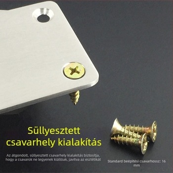 Rozsdamentes acél sík saroklemez, egyenes csatlakozó bútordarabokhoz és fa panelokhoz