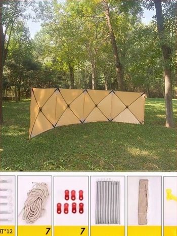 Hordozható kültéri szélvédő kempinghez és piknikhez, nézőablakkal — 5.6 m × 1.4 m