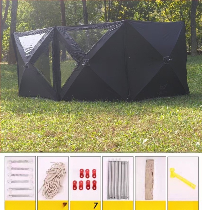 Hordozható kültéri szélvédő kempinghez és piknikhez, nézőablakkal — 5.6 m × 1.4 m