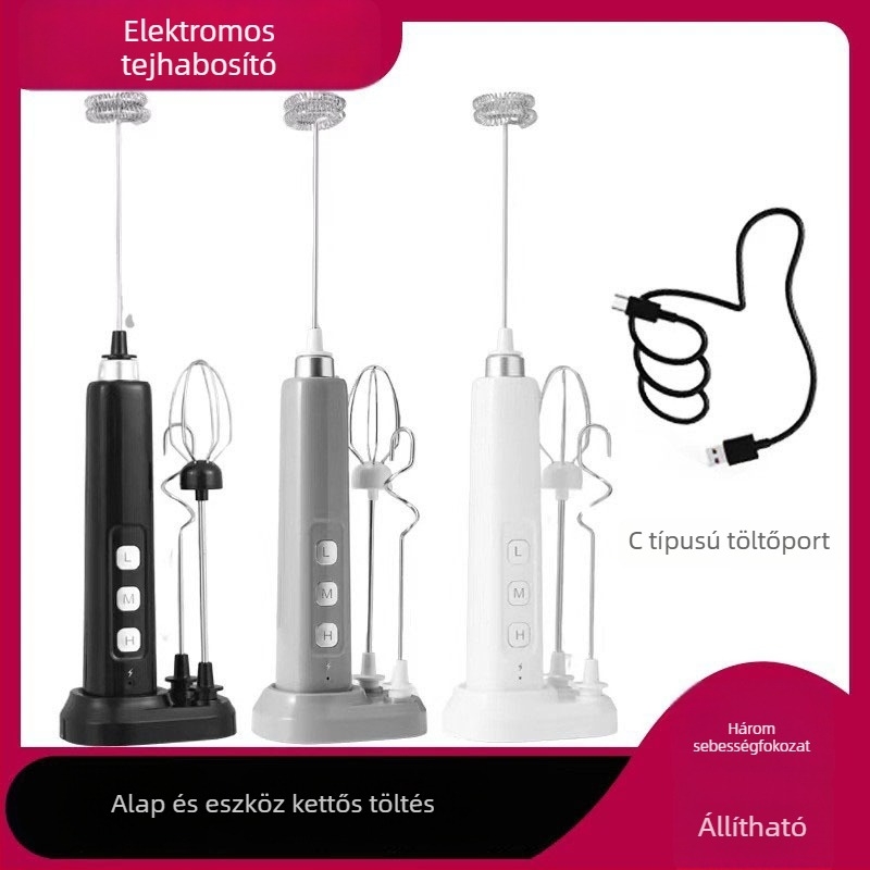 Kézi USB-töltésű elektromos mixer — mini tojáskeverő, tejhabosító és sütésre